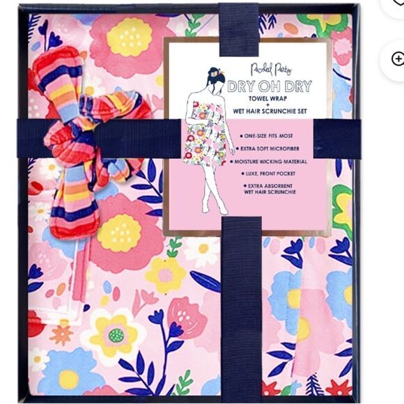 Packed Party Brand Flower Shop Floral Print Microfiber Towel Wrap One Size - Picture 3 of 16